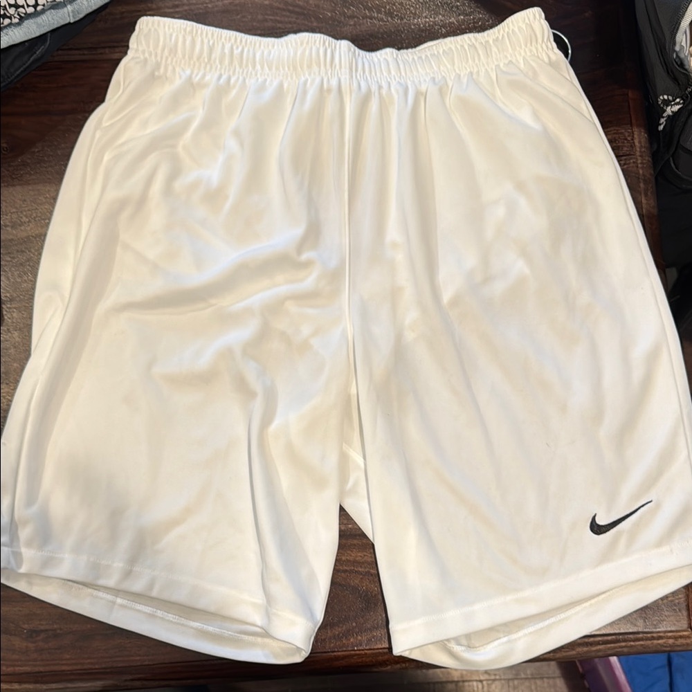 Nike White Athletic Shorts with Elastic Waistband